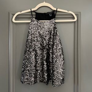 Atmosphere High Neck Black and Silver Sequin Blouse, size 6